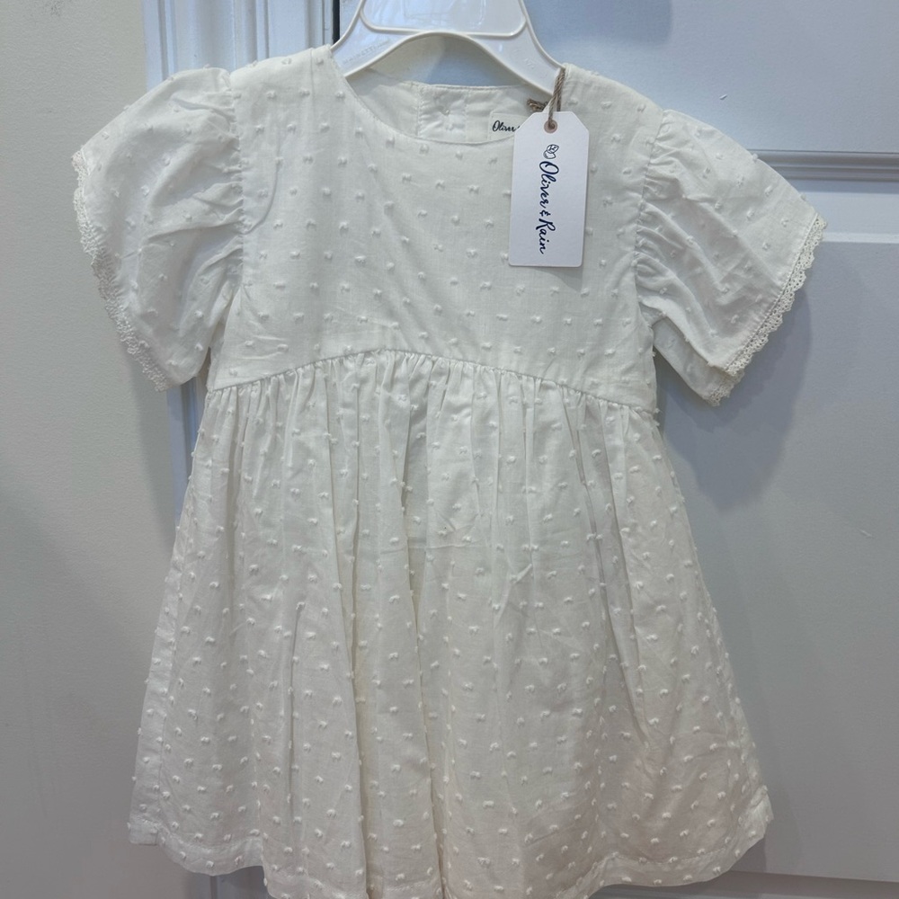 Oliver Rain White Textured 2pc Dress Size 18 months